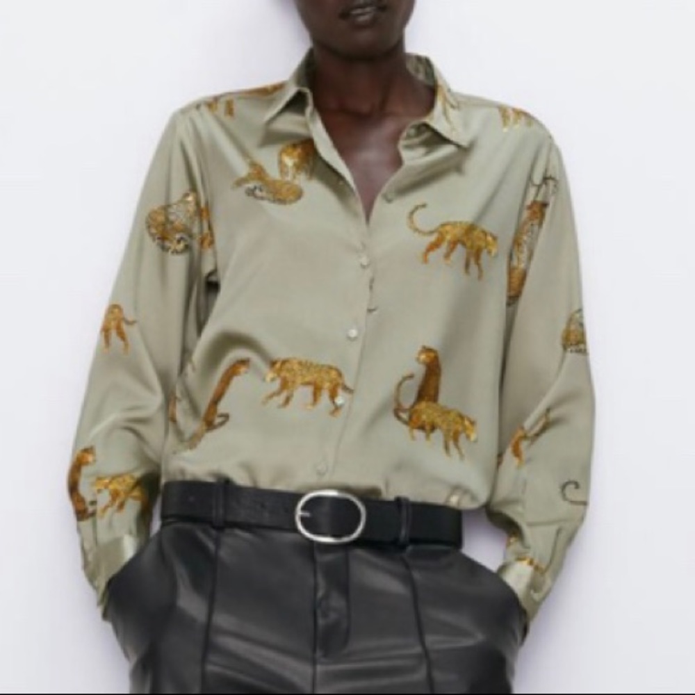 Zara animal print blouse NWT